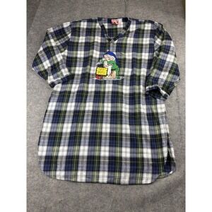 VTG Disney Mickey Inc Plaid Flannel Pajama Shirt Sleep Dwarf Sleepy Nightgown OS